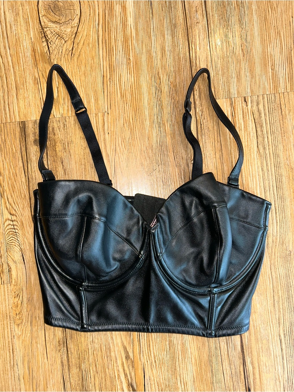 Victoria's Secret Black Faux Leather Bustier Top/bra